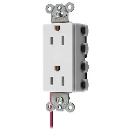 Hubbell Wiring Device-Kellems Straight Blade Receptacle, 5-15R, 15 A, 125V AC, 2 Pole, 3 Wire, Flush Mount, Grounded SNAP2152WSCTRA